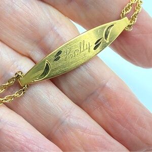 SPEIDEL Vintage ID Double Chain Bracelet Goldtone "Holly" Engraved